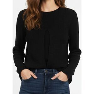 Kokun womens small sweater open front bamboo cashmere black